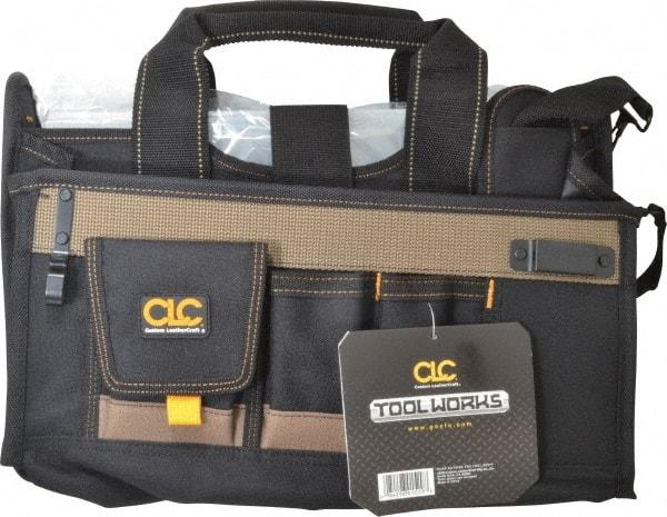 CLC - 15 Pocket Black & Brown Polyester Tool Bag - 16" Wide x 9" Deep x 9" High - Best Tool & Supply