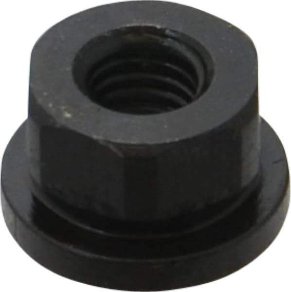 Gibraltar - 3/8-16 Steel Black Oxide Spherical Flange Nut - Grade 12L14, 1/2" High, 7/8" Diam x 1/8" High Flange, 1-1/4" Radius - Best Tool & Supply