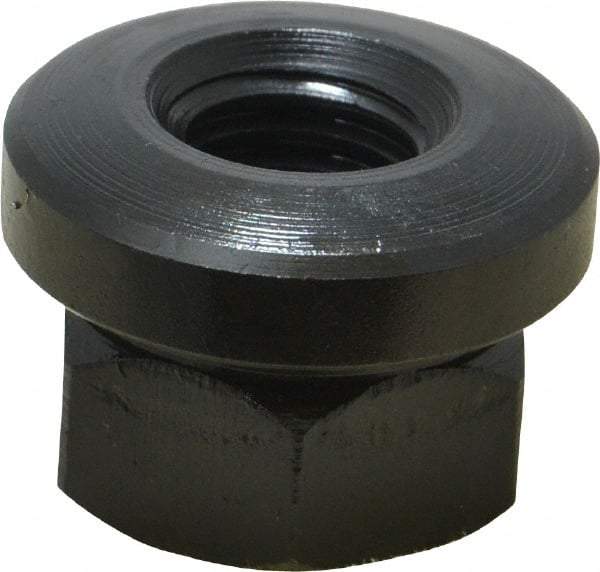 Gibraltar - 1/2-13 Steel Black Oxide Spherical Flange Nut - Grade 12L14, 11/16" High, 1-1/8" Diam x 3/16" High Flange, 1-1/2" Radius - Best Tool & Supply