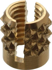 E-Z LOK - M3x0.50 Metric Coarse Brass Flush Press Fit Threaded Insert for Plastic - 3/16" OAL, 0.166" Insert Diam, 5/32" Hole Diam, 5/32" Drill - Best Tool & Supply