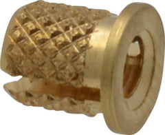 E-Z LOK - #6-32 UNC Brass Flanged Press Fit Threaded Insert for Plastic - 1/4" OAL, 0.199" Insert Diam, 3/16" Hole Diam, 3/16" Drill - Best Tool & Supply