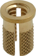 E-Z LOK - 1/4-20 UNC Brass Flanged Press Fit Threaded Insert for Plastic - 1/2" OAL, 0.326" Insert Diam, 5/16" Hole Diam, 5/16" Drill - Best Tool & Supply