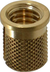 E-Z LOK - 5/16-18 UNC Brass Flanged Press Fit Threaded Insert for Plastic - 9/16" OAL, 0.389" Insert Diam, 0.357" Hole Diam, 3/8" Drill - Best Tool & Supply