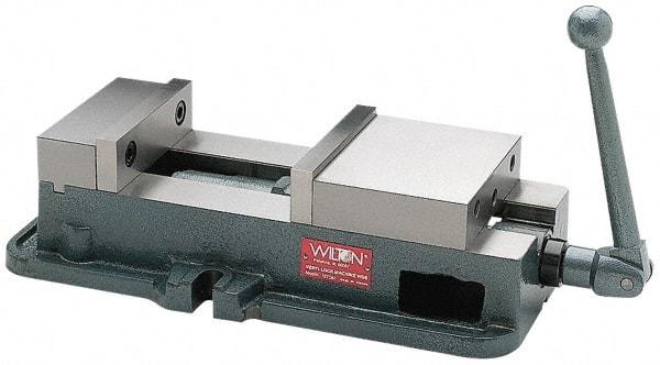 Wilton - 5" Jaw Width, 4-1/2" Jaw Opening Capacity, Horizontal Stationary Machine Vise - Manual Operation, 1 Station, 16-3/4" Long x 4.7" High x 1-3/4" Deep, 5" Jaw Height, 85,000 psi Max Clamp Force, Ductile Alloy - Best Tool & Supply