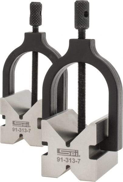 SPI - 1/2 to 1-3/32" Capacity, 90° Angle, Hardened Steel V-Block - 2" Long x 1-1/2" Wide x 1-1/2" High, Sold as 2 Block Set - Best Tool & Supply