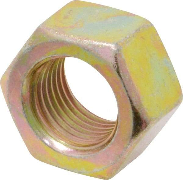 Value Collection - 1/2-20 UNF Steel Right Hand Hex Nut - 3/4" Across Flats, 7/16" High, Zinc Yellow Dichromate Finish - Best Tool & Supply