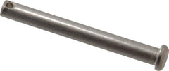 Made in USA - 1/4" Pin Diam, 2-1/4" OAL, Standard Clevis Pin - 3/32" Hole, 2-5/32" Usable Length, Uncoated Stainless Steel - Best Tool & Supply