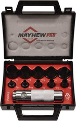 Mayhew - 11 Piece, 1/8 to 3/4", Hollow Punch Set - Round Shank, Alloy Steel, Comes in Plastic Case - Best Tool & Supply