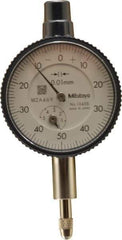 Mitutoyo - 5mm Range, 0-50 Dial Reading, 0.01mm Graduation Dial Drop Indicator - 40mm Dial, 1mm Range per Revolution, 0.013mm Accuracy, Revolution Counter - Best Tool & Supply