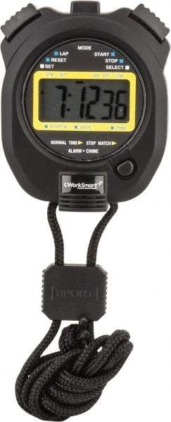 Value Collection - LCD Digital Stopwatch with Split Counter - 4 Functions, 1/100 Sec Resolution, Black - Best Tool & Supply