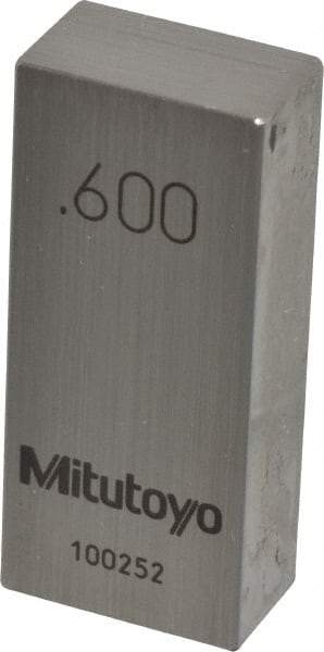 Mitutoyo - 0.6" Rectangular Steel Gage Block - Accuracy Grade 0, Includes Certificate of Inspection - Best Tool & Supply