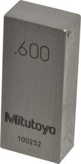 Mitutoyo - 0.6" Rectangular Steel Gage Block - Accuracy Grade 0, Includes Certificate of Inspection - Best Tool & Supply