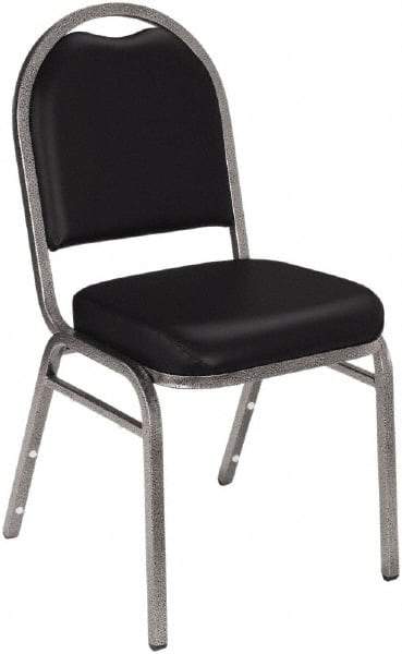 NPS - Vinyl Black Stacking Chair - Silver Frame, 18" Wide x 20" Deep x 34" High - Best Tool & Supply