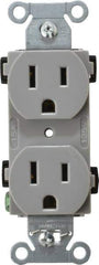 Hubbell Wiring Device-Kellems - 125 VAC, 15 Amp, 5-15R NEMA Configuration, Gray, Specification Grade, Self Grounding Duplex Receptacle - 1 Phase, 2 Poles, 3 Wire, Flush Mount - Best Tool & Supply