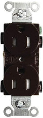 Hubbell Wiring Device-Kellems - 125 VAC, 15 Amp, 5-15R NEMA Configuration, Brown, Specification Grade, Self Grounding Duplex Receptacle - 1 Phase, 2 Poles, 3 Wire, Flush Mount, Tamper Resistant - Best Tool & Supply