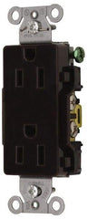 Hubbell Wiring Device-Kellems - 125 VAC, 15 Amp, 5-15R NEMA Configuration, Brown, Specification Grade, Self Grounding Duplex Receptacle - 1 Phase, 2 Poles, 3 Wire, Flush Mount - Best Tool & Supply