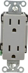 Hubbell Wiring Device-Kellems - 125 VAC, 15 Amp, 5-15R NEMA Configuration, Gray, Specification Grade, Self Grounding Duplex Receptacle - 1 Phase, 2 Poles, 3 Wire, Flush Mount - Best Tool & Supply