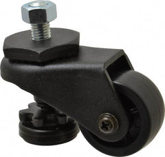 Sunnex - 1" Wide, Nylon Swivel Caster - 200 Lb Capacity, Threaded Stem Mount, 2.87" x 2.87" Plate, Ball Bearing - Best Tool & Supply