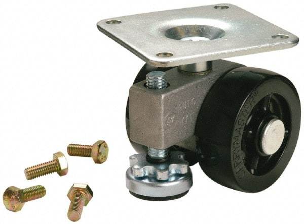 Sunnex - 1" Wide, Nylon Swivel Caster - 800 Lb Capacity, Top Plate Mount, 3.54" x 3.54" Plate, Ball Bearing - Best Tool & Supply