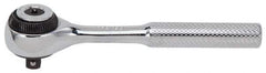 Proto - 1/4" Drive Round Head Standard Ratchet - Chrome Finish, 4-1/2" OAL, 72 Gear Teeth, Standard Knurled Handle, Standard Head - Best Tool & Supply