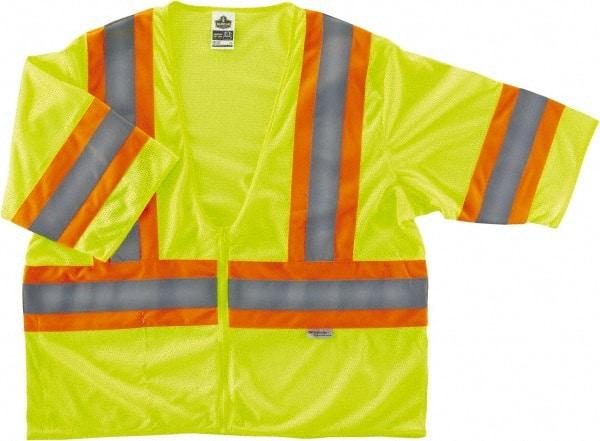 Ergodyne - Size 4X/5XL High Visibility Lime Mesh General Purpose Vest - 58 to 64" Chest, ANSI/ISEA 107, Zipper Closure, 1 Pocket, Polyester - Best Tool & Supply