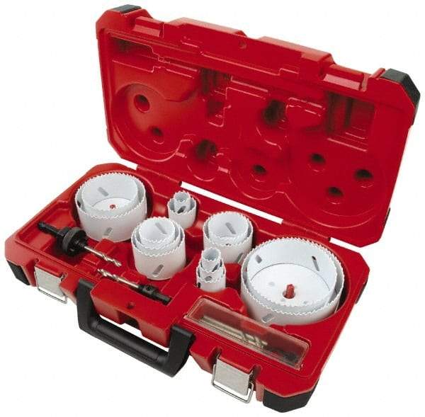 Milwaukee Tool - 19 Piece, 3/4" to 4-3/4" Saw Diam, Master Electrician's Hole Saw Kit - Bi-Metal, Toothed Edge, Pilot Drill Model No. 49-56-8010, Includes 14 Hole Saws - Best Tool & Supply