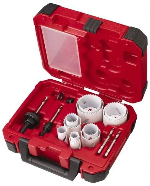 Milwaukee Tool - 15 Piece, 3/4" to 2-1/2" Saw Diam, General Purpose Hole Saw Kit - Bi-Metal, Toothed Edge, Pilot Drill Model No. 49-56-8010, Includes 11 Hole Saws - Best Tool & Supply