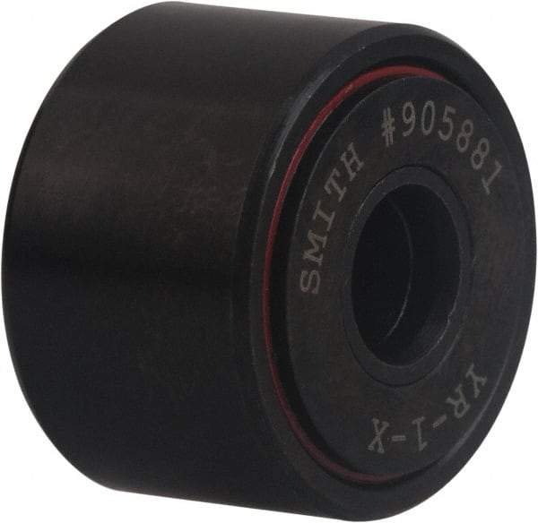 Accurate Bushing - 3/8" Bore, 1-3/8" Roller Diam x 3/4" Roller Width, Carbon Steel Self-Lubricating Yoke Cam Follower with Nonmetallic Bushing - 1 Lb Dynamic Load Capacity, 13/16" Overall Width - Best Tool & Supply