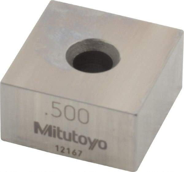 Mitutoyo - 0.5" Square Steel Gage Block - Accuracy Grade 0, Includes Certificate of Inspection - Best Tool & Supply