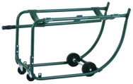 Drum Cradle - 1"O.D. x 14 Gauge Steel Tubing - For 55 Gallon drums - Bung Drain 18-7/8" off floor - 5" Rubber wheels - 3" Rubber casters - Best Tool & Supply