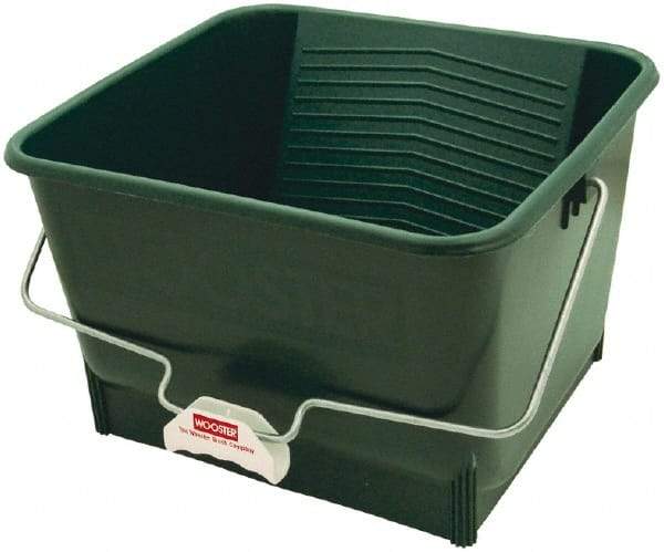 Wooster Brush - 4 Gal, 9" High, Polypropylene Square Green Single Pail - Handle Included, 13-1/2" Top Length x 15" Top Width - Best Tool & Supply