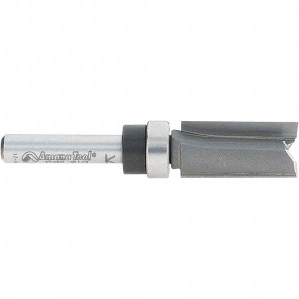 Amana Tool - 1/2" Cut Diam, 1" Length of Cut, 2 Flute Pattern-Cutting Edge Profile Router Bit - Carbide-Tipped, 1/4" Shank Diam, 2-1/2" OAL, Uncoated - Best Tool & Supply