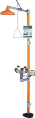 PRO-SAFE - 1-1/4" Inlet, 20 GPM shower Flow, Drench shower, Eye & Face Wash Station - Bowl, Triangular Pull Rod & Push Flag Activated, Galvanized Steel Pipe, Plastic Shower Head, 3 GPM Bowl Flow, Corrosion Resistant, Top or Mid Supply - Best Tool & Supply