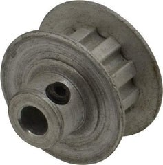 Power Drive - 10 Tooth, 3/16" Inside x 0.617" Outside Diam, Hub & Flange Timing Belt Pulley - 1/4" Belt Width, 0.637" Pitch Diam, 0.438" Face Width, Aluminum - Best Tool & Supply