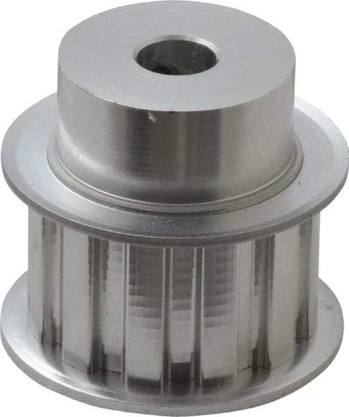 Power Drive - 12 Tooth, 3/8" Inside x 1.402" Outside Diam, Hub & Flange Timing Belt Pulley - 3/4" Belt Width, 1.432" Pitch Diam, 1" Face Width, Aluminum - Best Tool & Supply