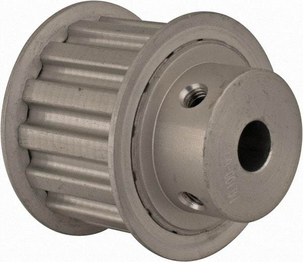 Power Drive - 14 Tooth, 3/8" Inside x 1.641" Outside Diam, Hub & Flange Timing Belt Pulley - 1" Belt Width, 1.671" Pitch Diam, 1-1/4" Face Width, Aluminum - Best Tool & Supply