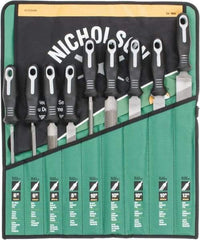 Nicholson - 9 Piece American Pattern File Set - 6", 8", 10", 12" Long, Bastard Coarseness, Set Includes Flat, Half Round, Mill, Round, Slim Taper - Best Tool & Supply