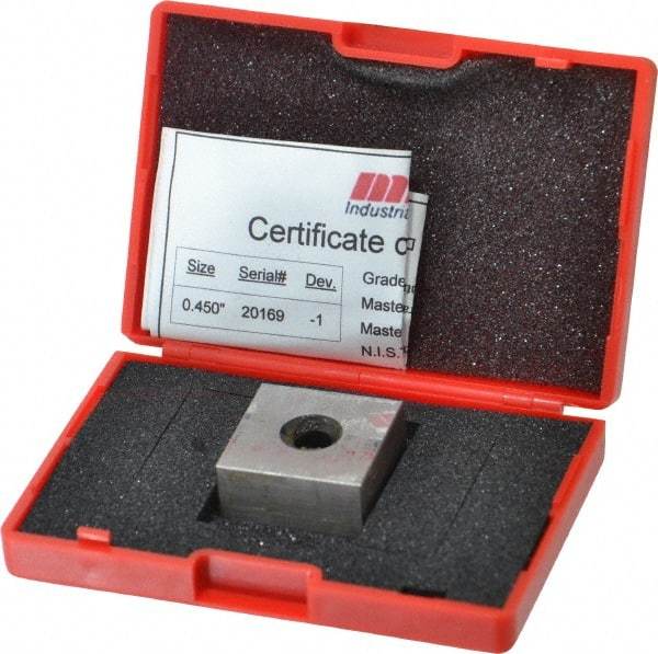 Value Collection - 0.45" Square Steel Gage Block - Accuracy Grade 0, Includes NIST Traceability Certification - Best Tool & Supply