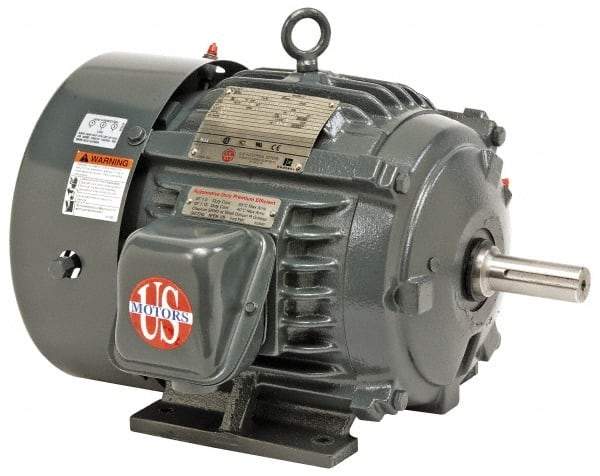 US Motors - 40 hp, TEFC Enclosure, No Thermal Protection, 890 RPM, 460 Volt, 60 Hz, Three Phase Premium Efficient Motor - Size 405 Frame, Rigid Mount, 1 Speed, Ball Bearings, 52 Full Load Amps, F Class Insulation, Reversible - Best Tool & Supply