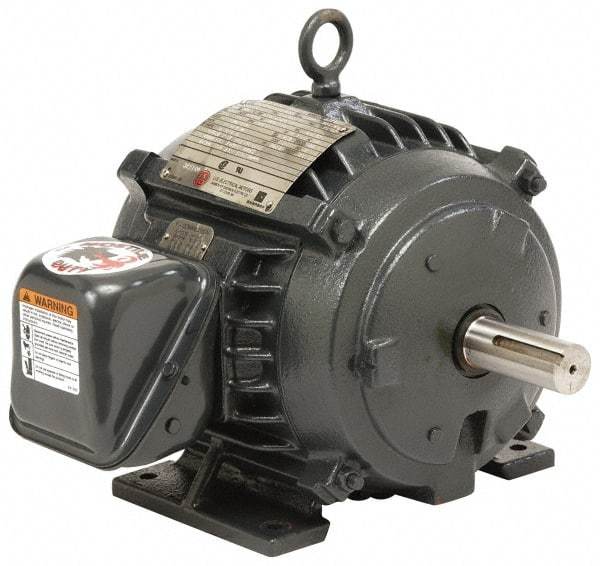 US Motors - 2 hp, TEFC Enclosure, No Thermal Protection, 875 RPM, 230/460 Volt, 60 Hz, Three Phase Energy Efficient Motor - Size 213 Frame, Rigid Mount, 1 Speed, Ball Bearings, 7.6/3.8 Full Load Amps, F Class Insulation, Reversible - Best Tool & Supply