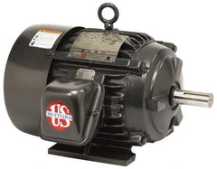 US Motors - 15 hp, TEFC Enclosure, No Thermal Protection, 1,775 RPM, 200 Volt, 60 Hz, Three Phase Premium Efficient Motor - Size 254 Frame, Rigid Mount, 2 Speed, Ball Bearings, 43 Full Load Amps, F Class Insulation, Reversible - Best Tool & Supply