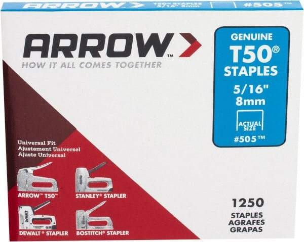 Arrow - 3/8" Wide High Carbon Steel Heavy-Duty Staples - 5/16" Leg Length - Best Tool & Supply