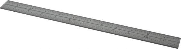 Starrett - 12 Inch Long Blade, 16R Graduation Combination Square Blade - Satin Chrome Finish, Steel, 1/100, 1/64, 1/50 and 1/32 Inch Graduation - Best Tool & Supply