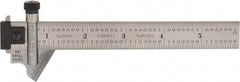 Starrett - 6 Inch Long, 59° Bevel Angle, Ruler Drill Point Gage - 1/32 Inch Bevel x 1/64 to 1/8 Ruler Graduation, Removable and Adjustable Ruler Hook, Depth Gage, Hook Rule, Plain Rule, Slide Caliper Function, Use with Rules 18.7mm Wide by 3/64 Inch Thick - Best Tool & Supply