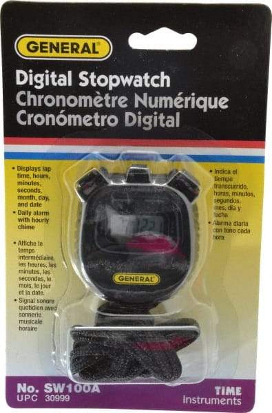 General - Small Display Stop Watch - Lithium Battery, Black - Best Tool & Supply