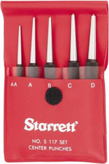 Starrett - 5 Piece, 1/16 to 5/32", Center Punch Set - Round Shank, Comes in Vinyl Pouch - Best Tool & Supply