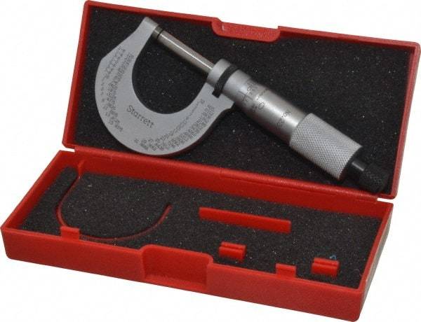 Starrett - 0 to 1" Range, 0.0001" Graduation, Mechanical Outside Micrometer - Ratchet Stop Thimble, Accurate to 0.00005" - Best Tool & Supply