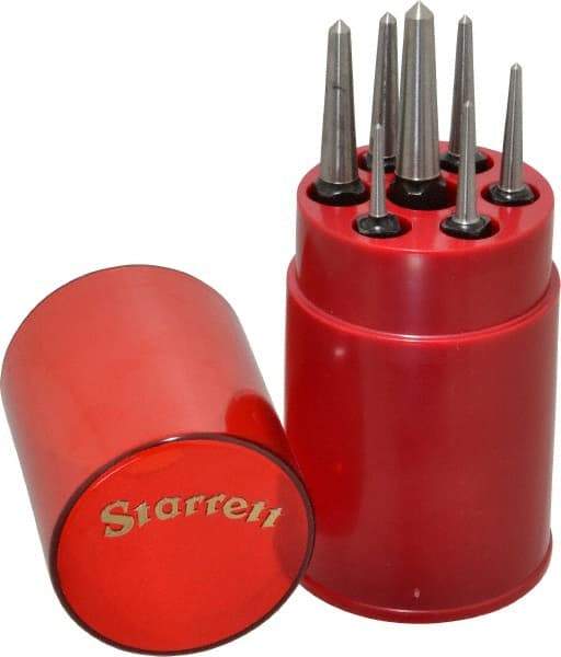 Starrett - 7 Piece, 1/16 to 1/4", Center Punch Set - Square Shank, Comes in Round Plastic Container - Best Tool & Supply