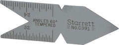 Starrett - 60° Angle, Satin Chrome Coated Steel Center Gage - 1/32 to 1/14 Inch Graduation - Best Tool & Supply