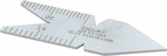 Starrett - 55° Angle, Satin Chrome Coated Steel Center Gage - 1/32 to 1/14 Inch Graduation - Best Tool & Supply